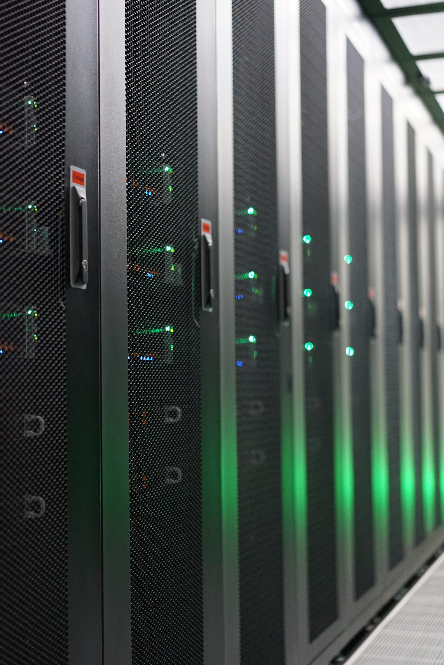 Rack doors with green status lights